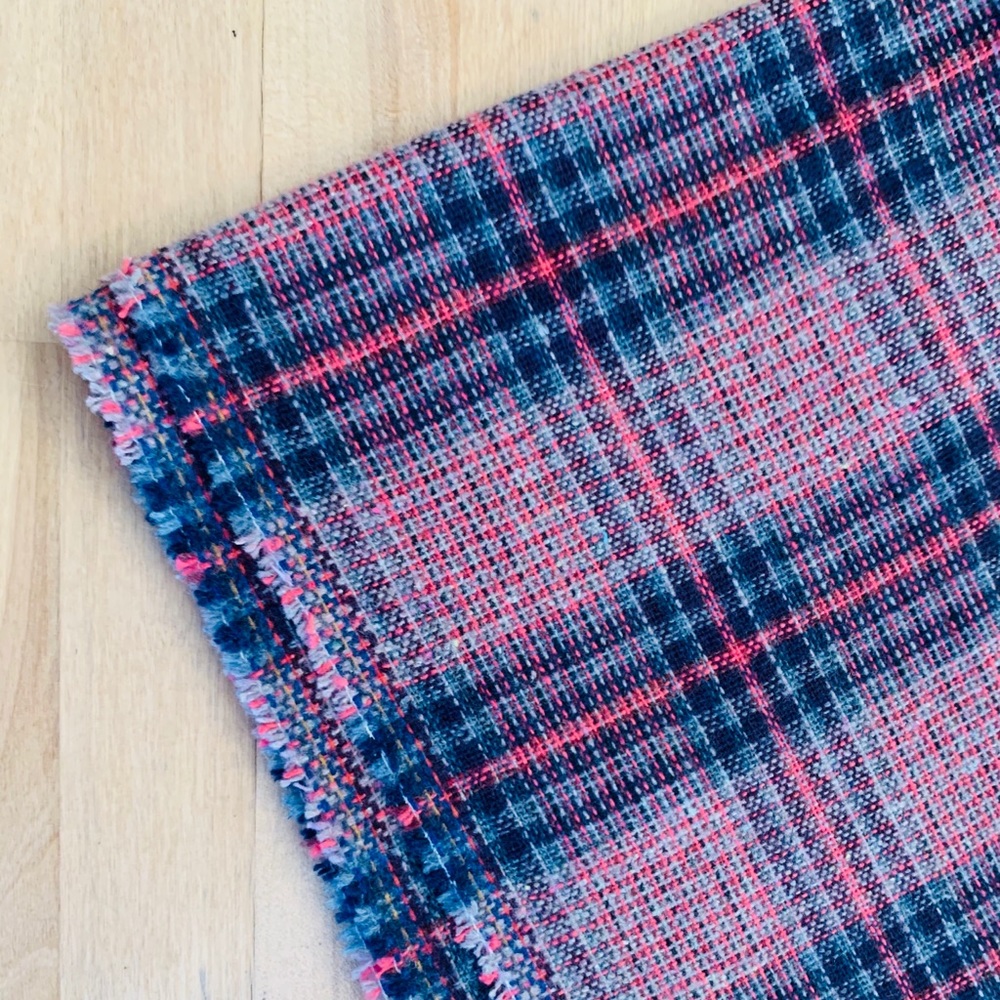 Pink Wool Tartan fabric 2 yards